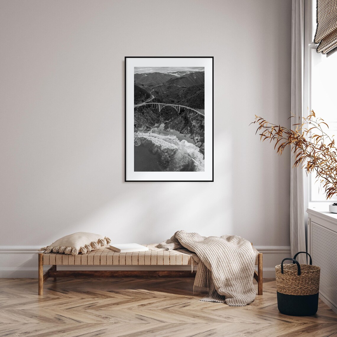 Big Sur Bixby Creek Bridge Black And White California Coast Poster - Image 2