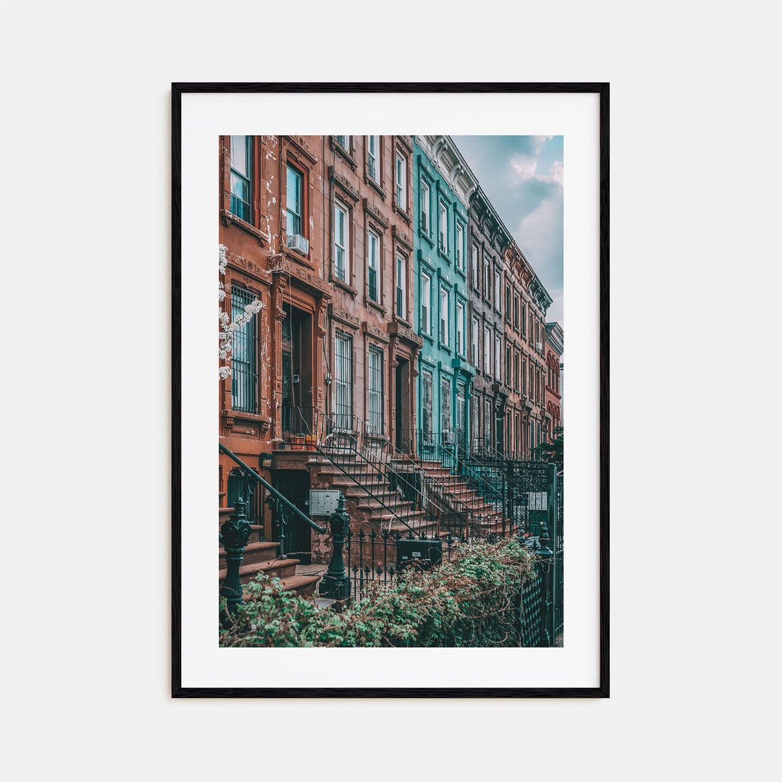 Bushwick Brooklyn Brownstone Stoops Colorful Row Houses Poster