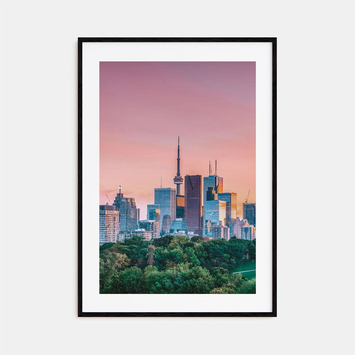 Toronto Skyline Sunset CN Tower Pink Sky Cityscape Ontario Poster