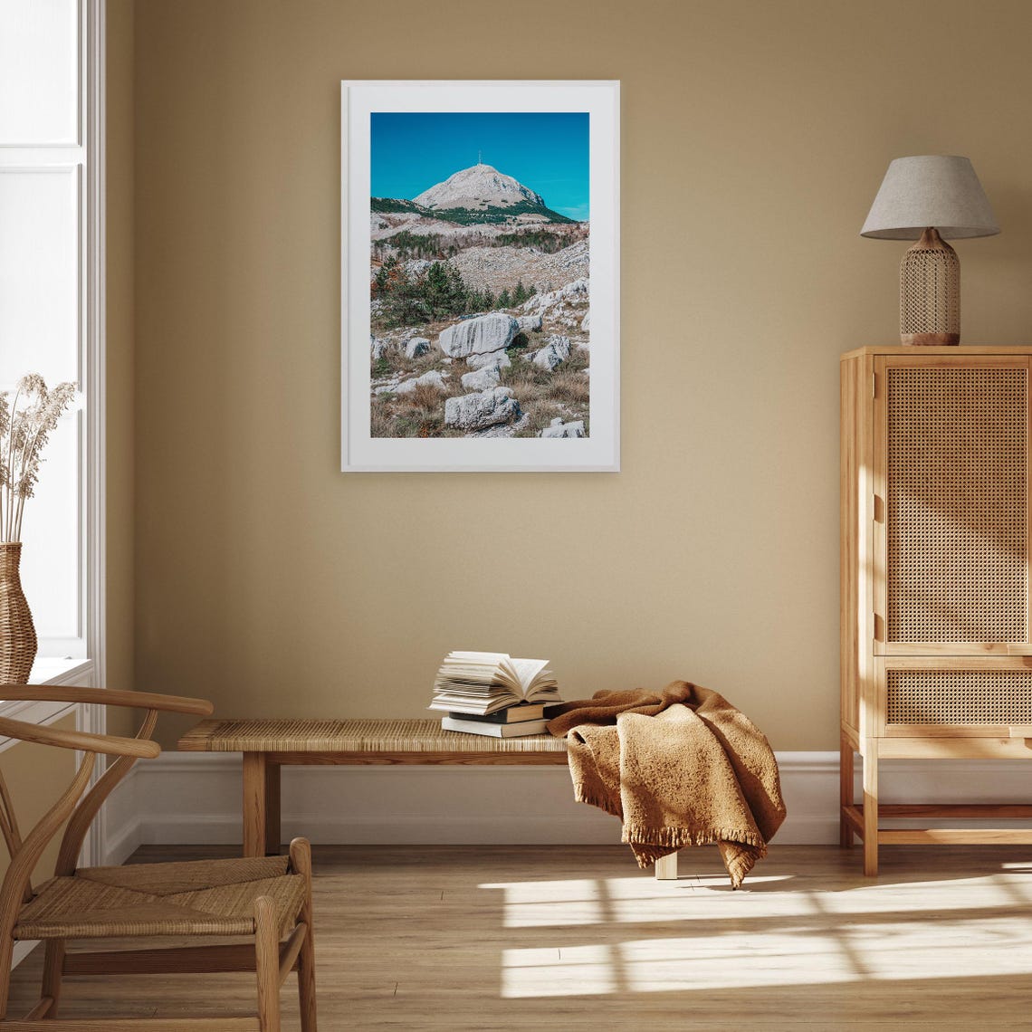 Limestone Mountain Summit Tower Rising Above Alpine Rocks Poster - Image 3
