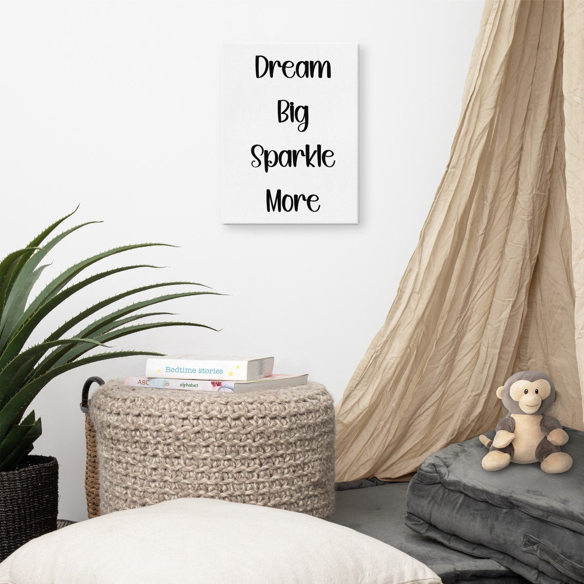 Dream Big Sparkle More Playful Script Kids Room Quote Poster - Image 3