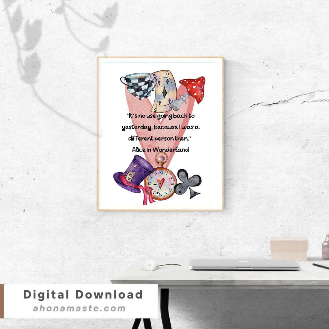 Alice In Wonderland Quote Going Back To Yesterday Watercolor Art Print