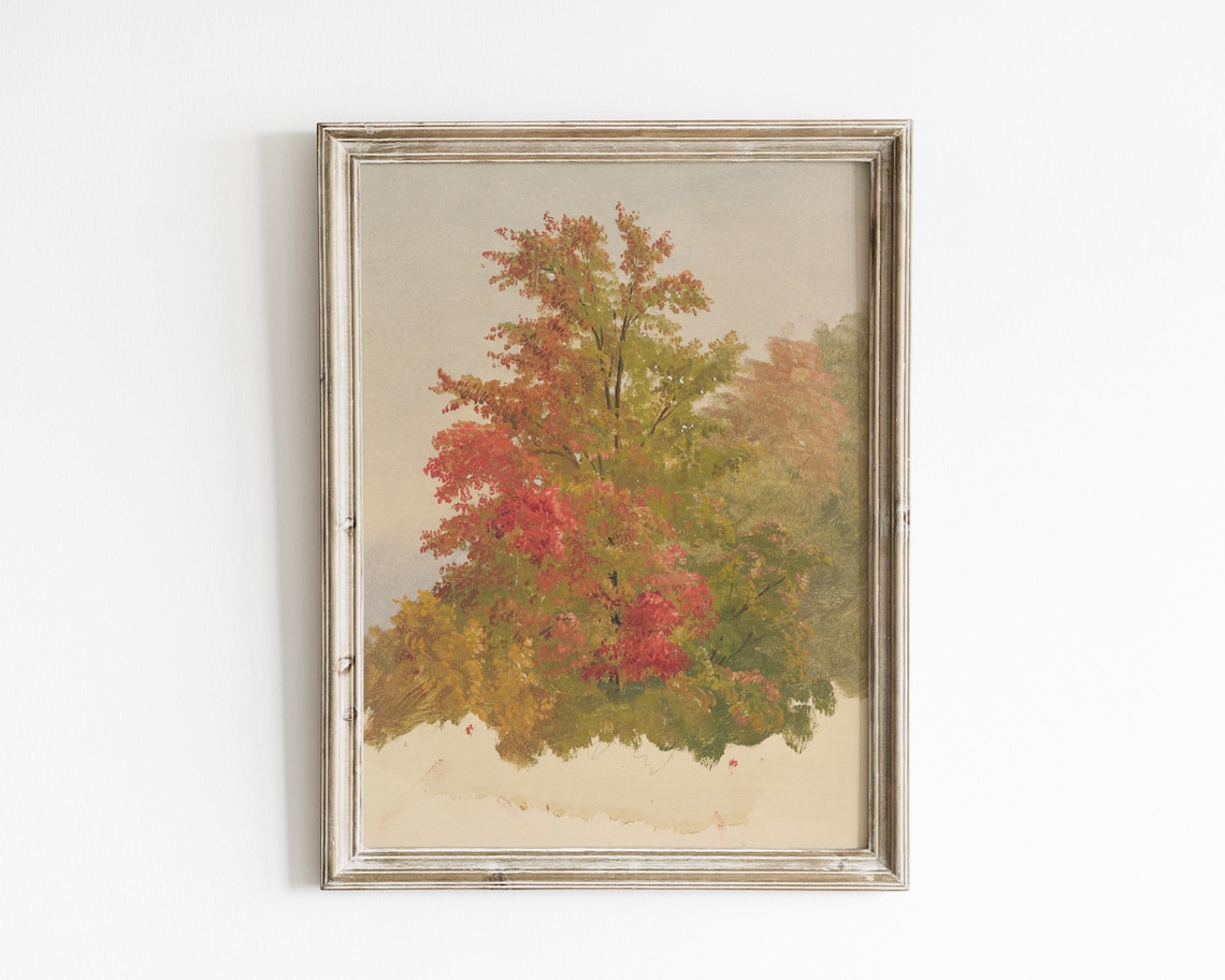 Autumn Tree Art Print, Cozy Rustic Seasonal Foliage