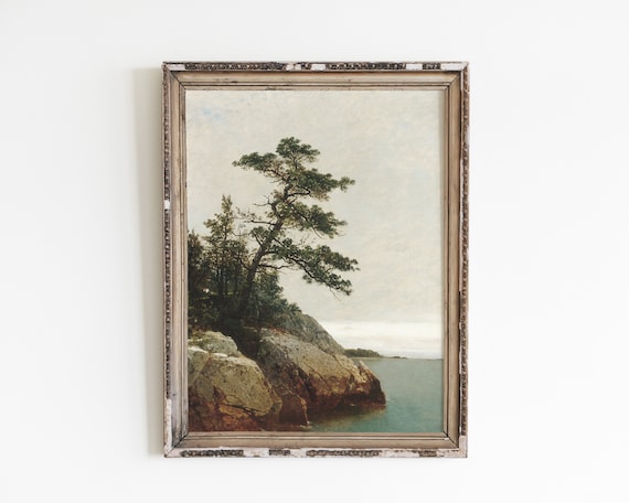 Vintage Tree Landscape Wall Art Print, Farmhouse Style