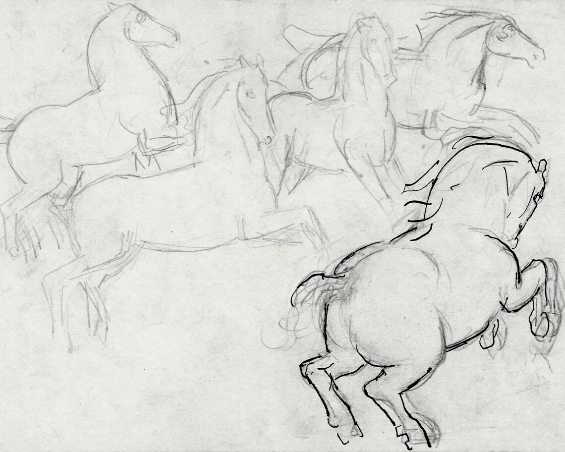 Minimalist Abstract Horse Line Drawing Art Print - Image 2