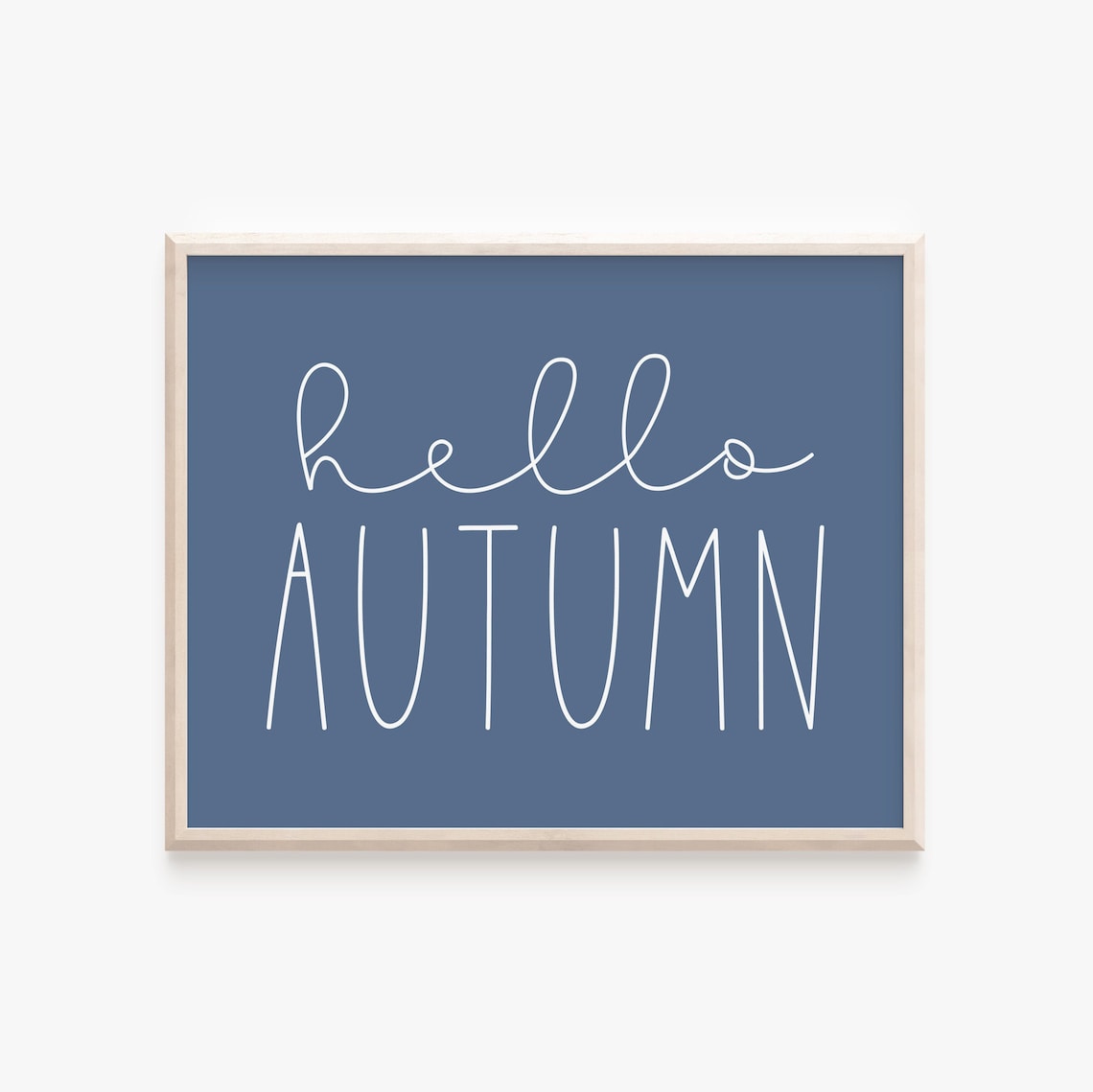Hello Autumn Sign Blue Fall Wall Art Print - Image 5