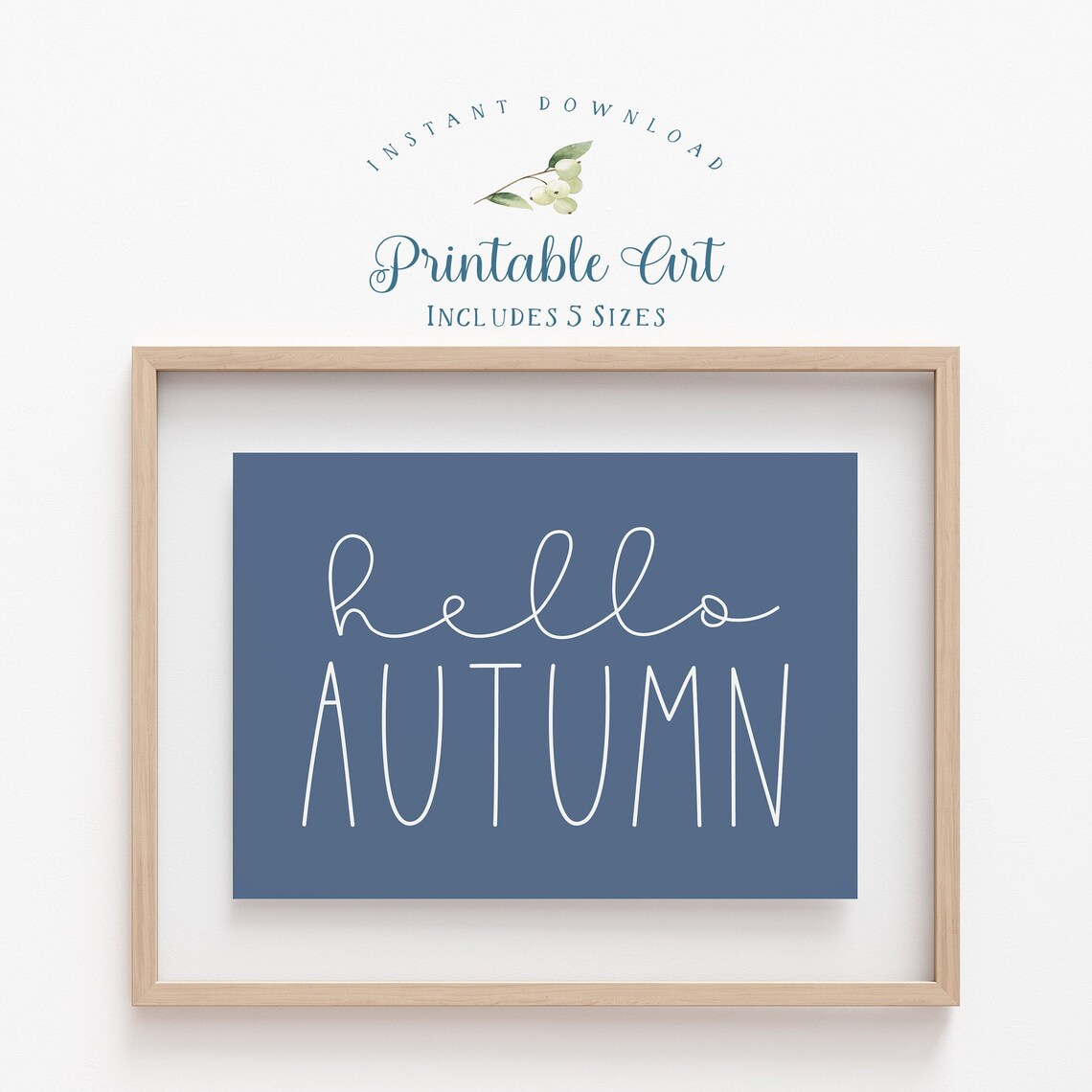 Hello Autumn Sign Blue Fall Wall Art Print - Image 4
