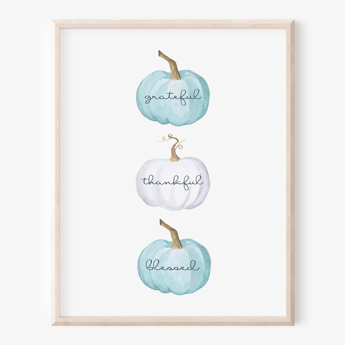Grateful Thankful Blessed Pumpkins Art Print, Pastel Fall - Image 4