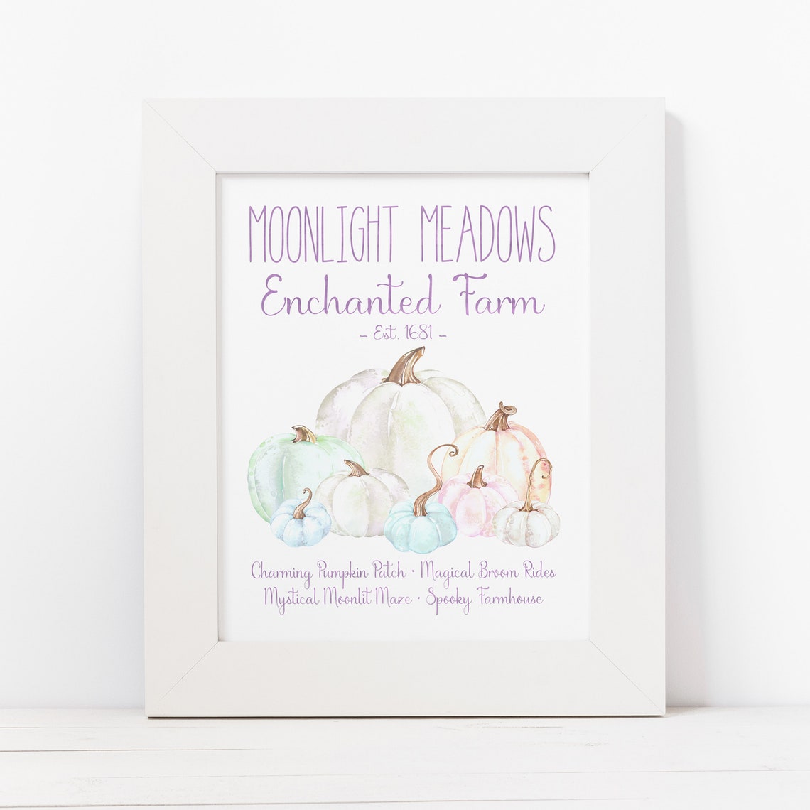 Enchanted Pumpkin Patch Cute Pastel Halloween Wall Art Whimsical Fall Artwork Magical Fantasy Sign Spooky Farmhouse Decor - Image 3