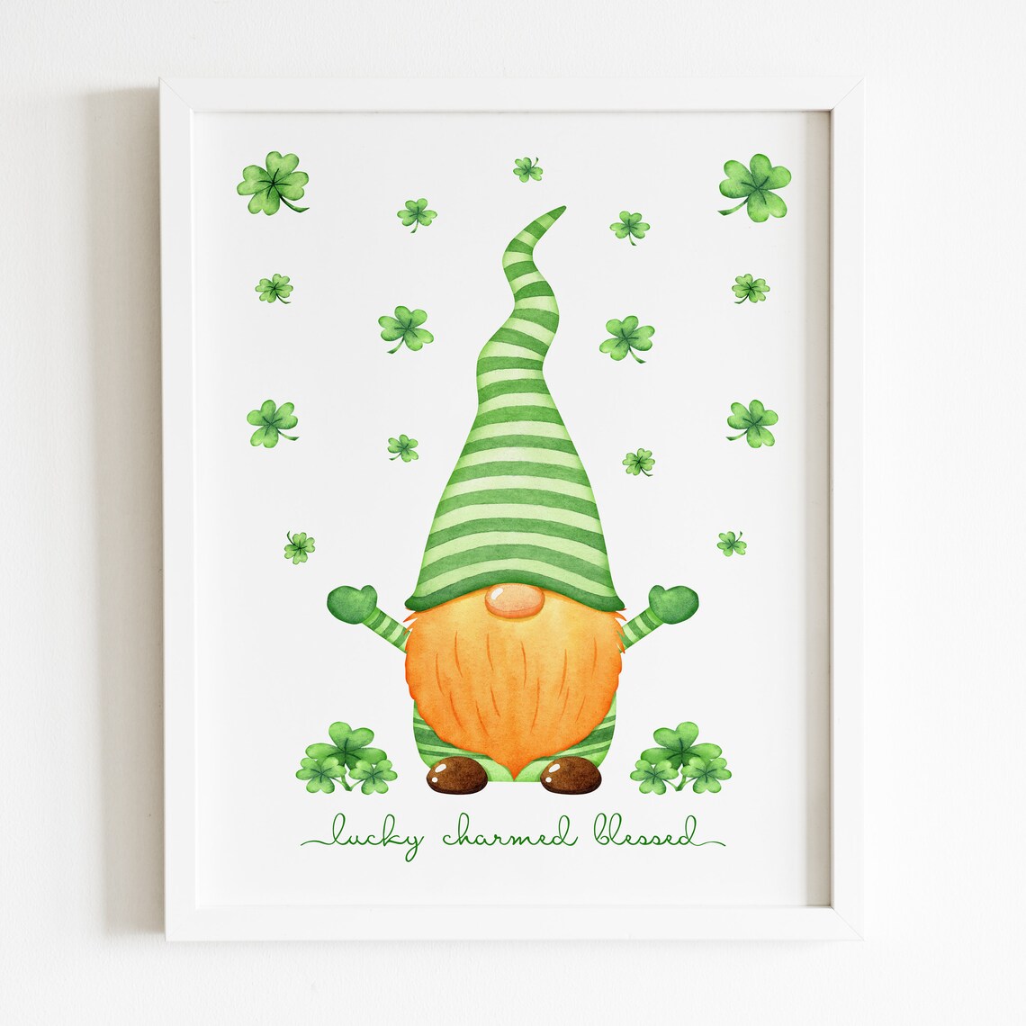 St Patrick's Day Scandi Gnome Spring Art Print