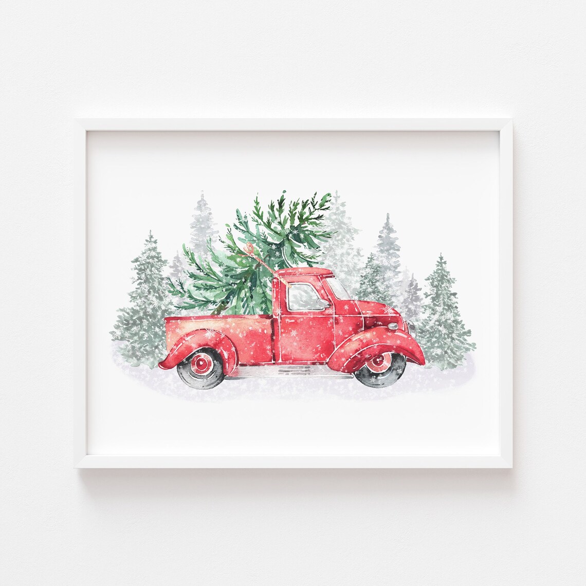 Nostalgic Red Christmas Tree Truck, Retro Holiday Poster - Image 5