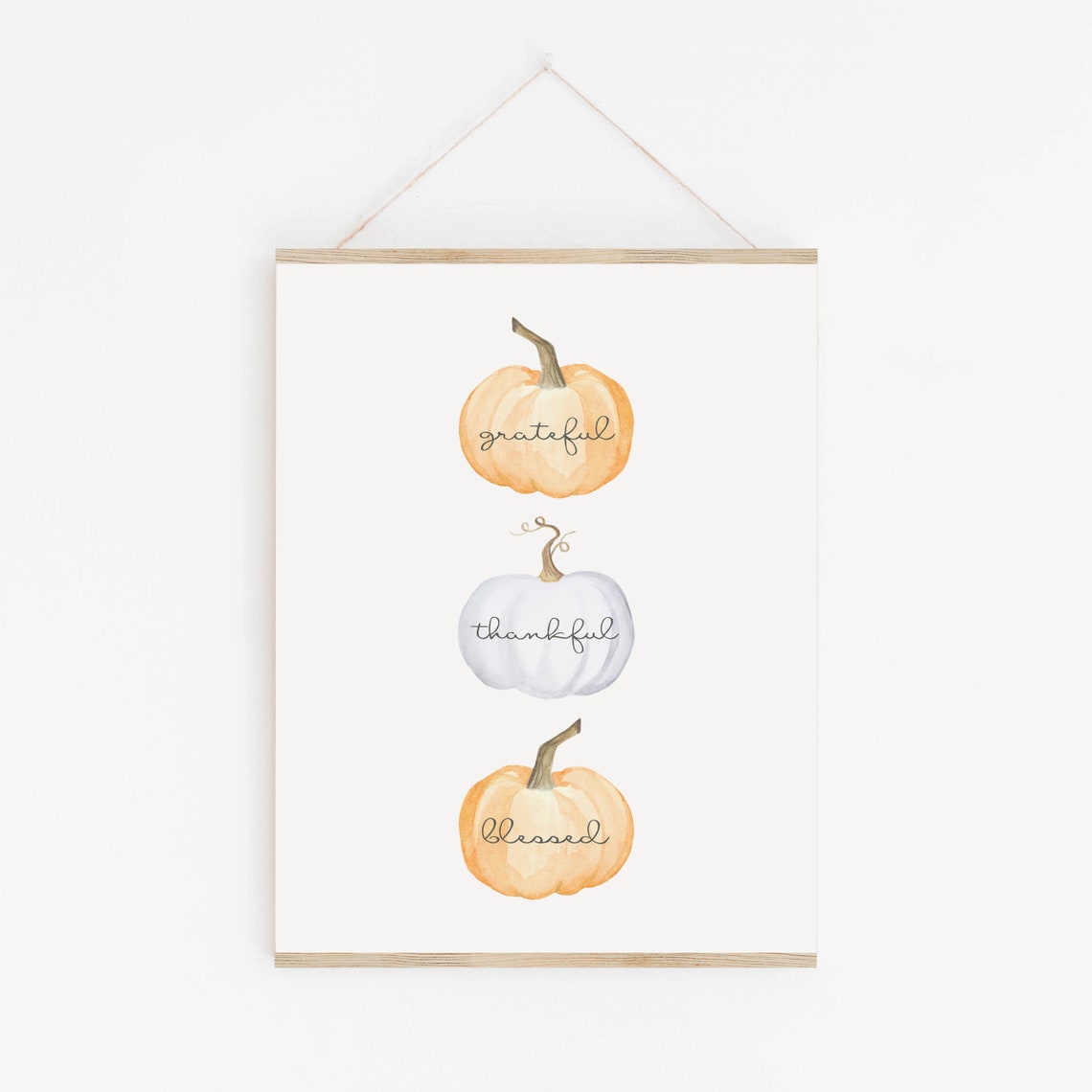 Grateful Thankful Blessed Stacked Pumpkins Fall Quote Poster - Image 2