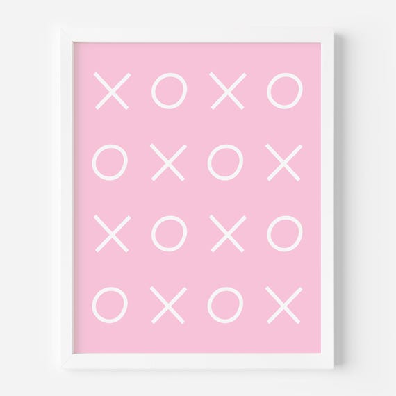 Xoxo Pink Valentines Day Wall Art, Love Decor