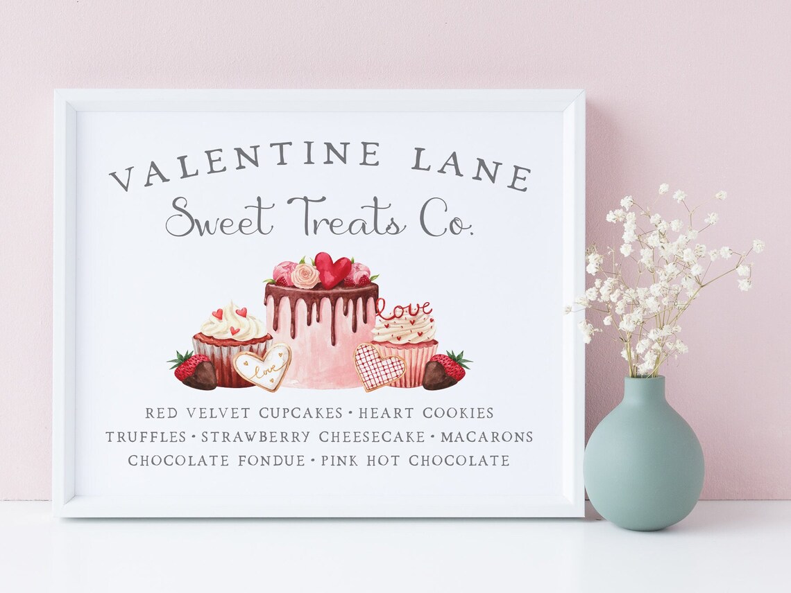 Valentines Day Nostalgic Bakery Sign Art Print - Image 4