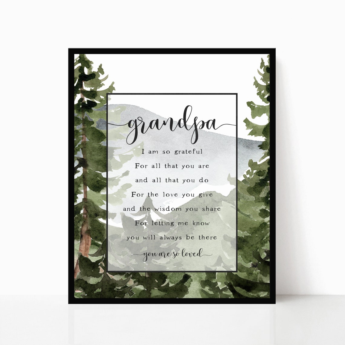 Grandpa Poem Forest Pines Mountain Grateful Keepsake Wall Art Print - Image 5