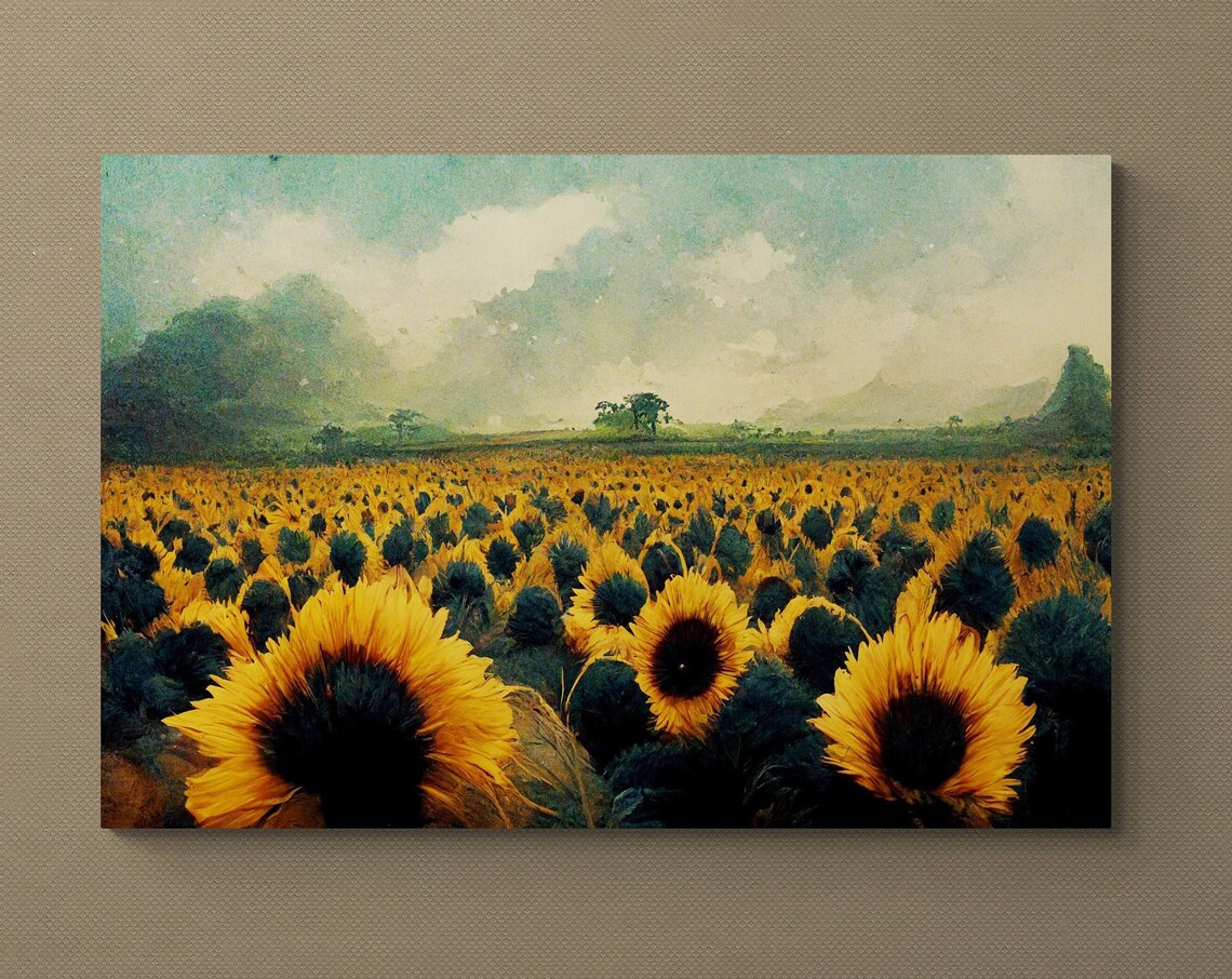 Golden Sunflower Field Endless Blooms Vintage Summer Farm Art Poster - Image 3
