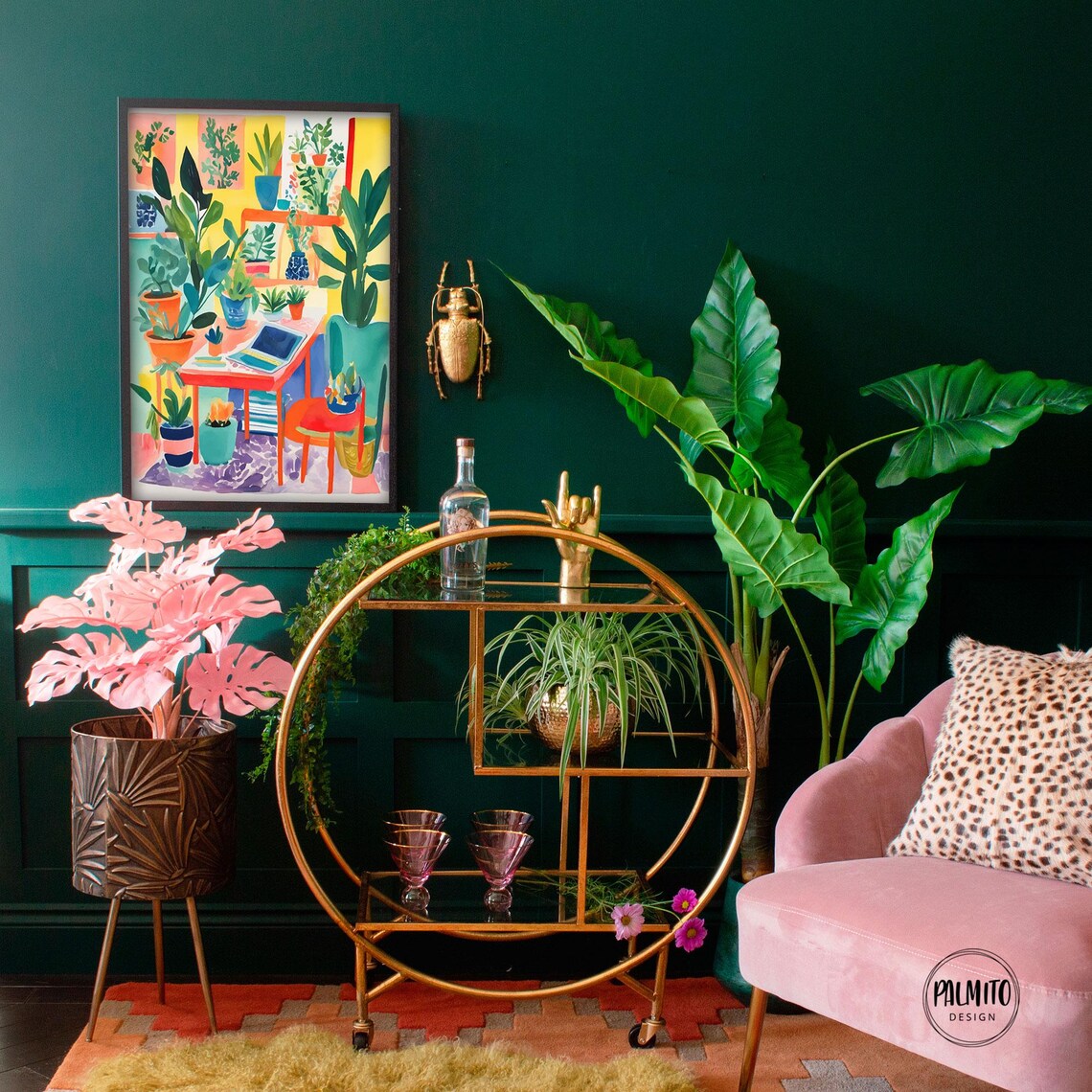 Cozy Plant Filled Desk Corner Laptop Illustration Art Poster - Image 3