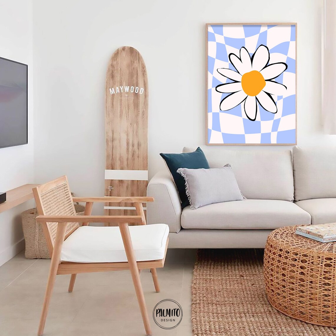 Retro Daisy Print, 70s Wavy Floral Art Print - Image 2
