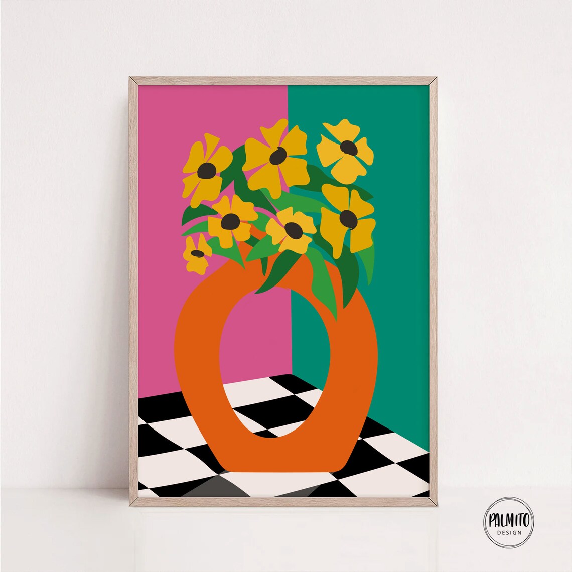 Sunflowers Abstract Botanical Print, Eclectic Floral Art