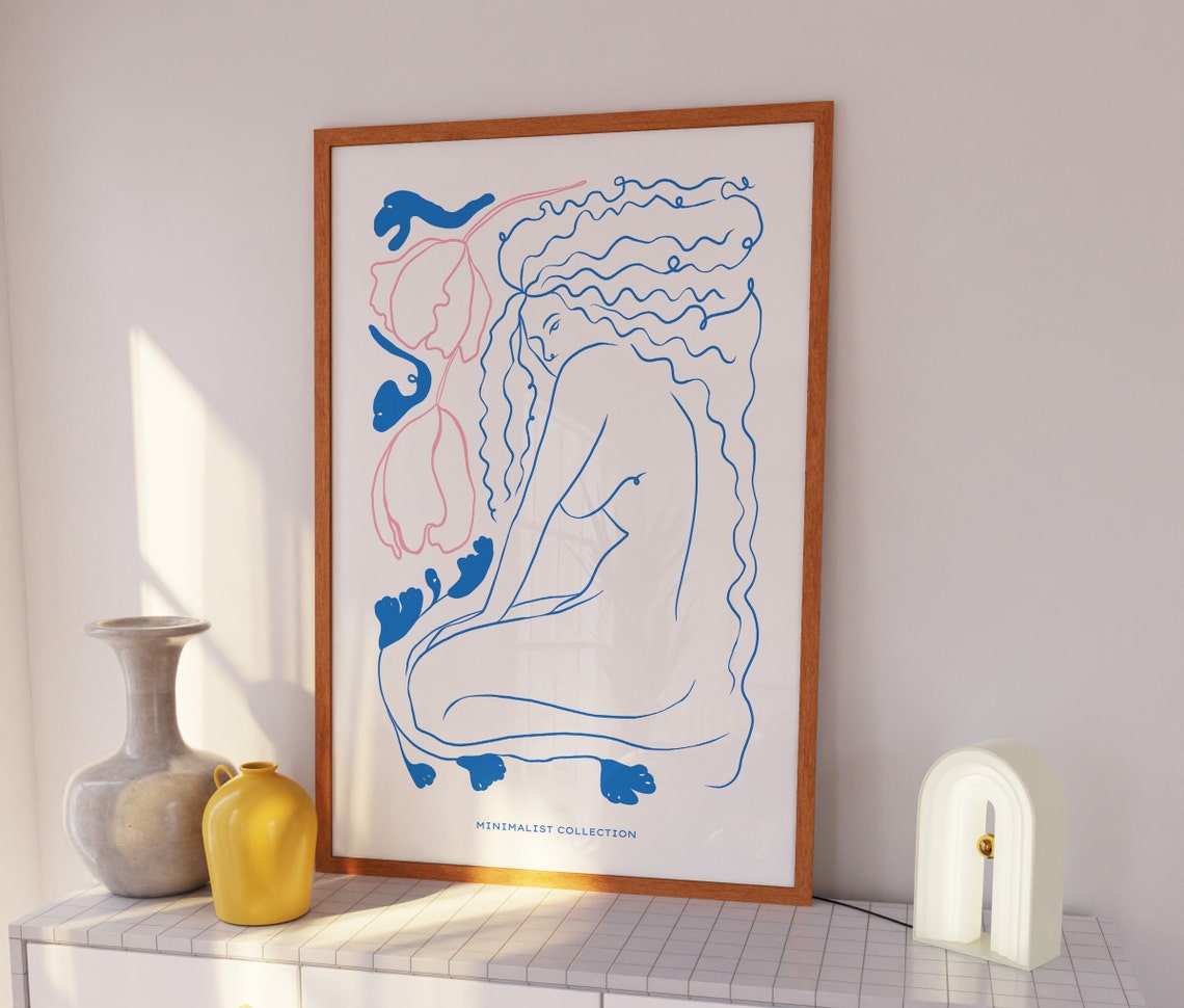 Minimalist Woman Flower Wall Art Woman Body Bathroom Gallery Wall Poster Bathroom Wall Art Woman Portrait