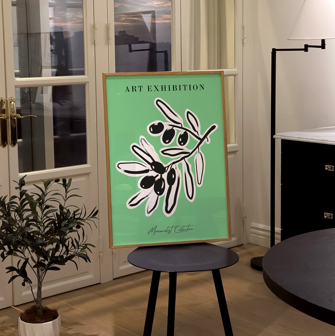 Art Exhibition Olive Branch Minimalist Green Botanical Art Print