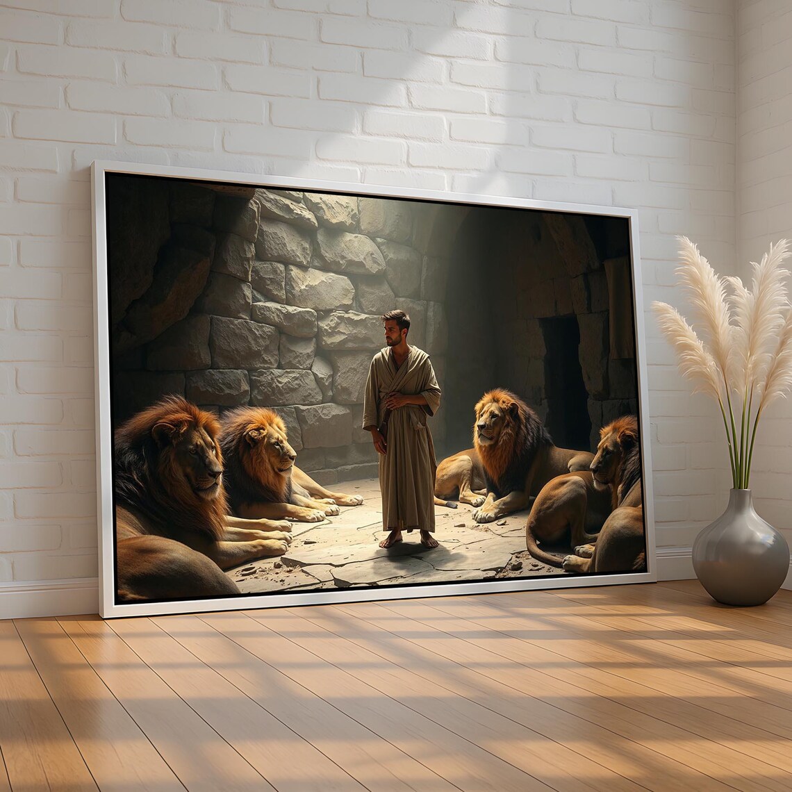 Daniel in the Lions Den Biblical Story Inspiring Faith Christian Poster