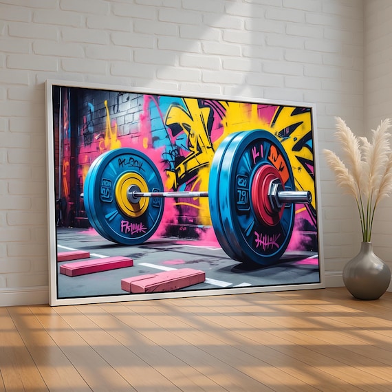 Graffiti Barbell Colorful Street Art Gym Fitness Motivation Poster