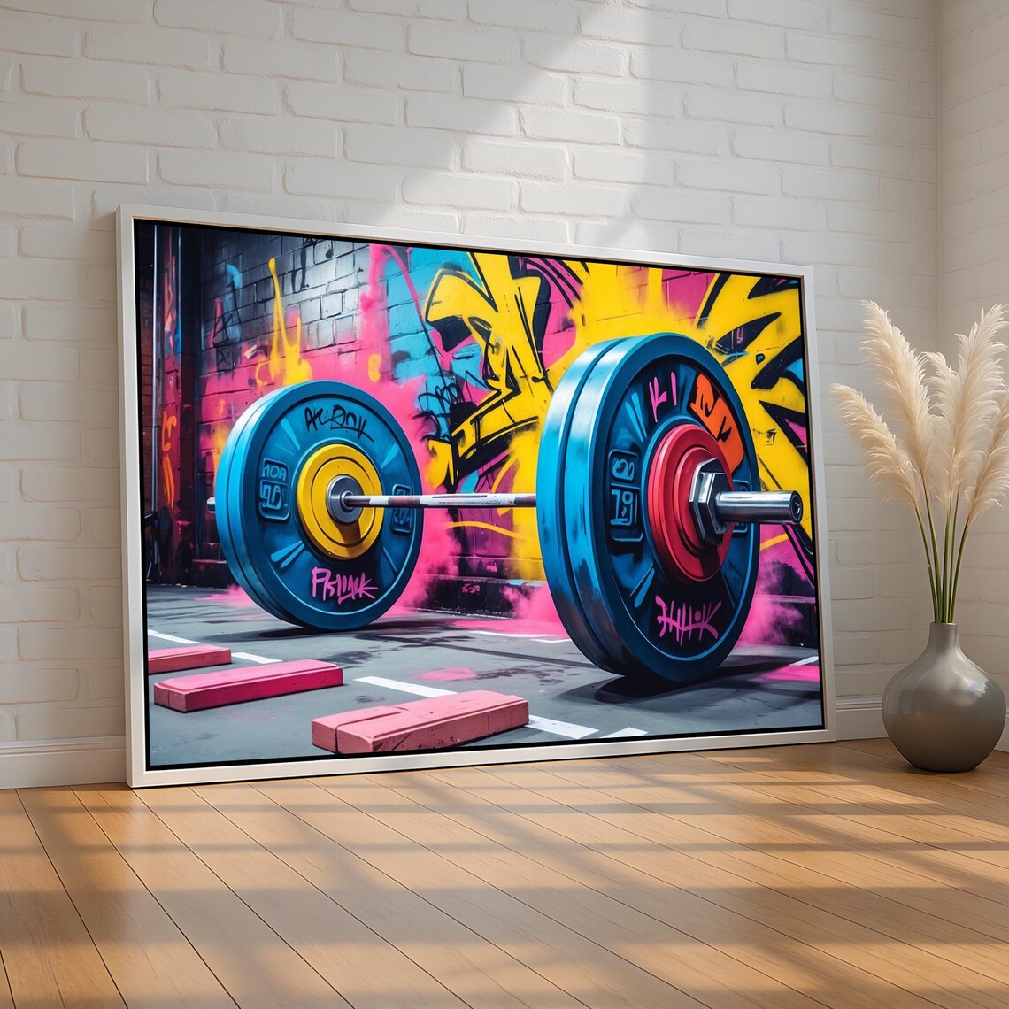 Graffiti Barbell Colorful Street Art Gym Fitness Motivation Poster
