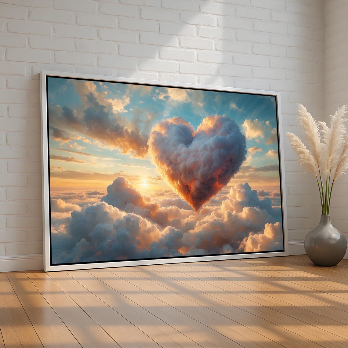 Heart Shaped Cloud Sunset Sky Romantic Dreamy Cloudscape Art Poster