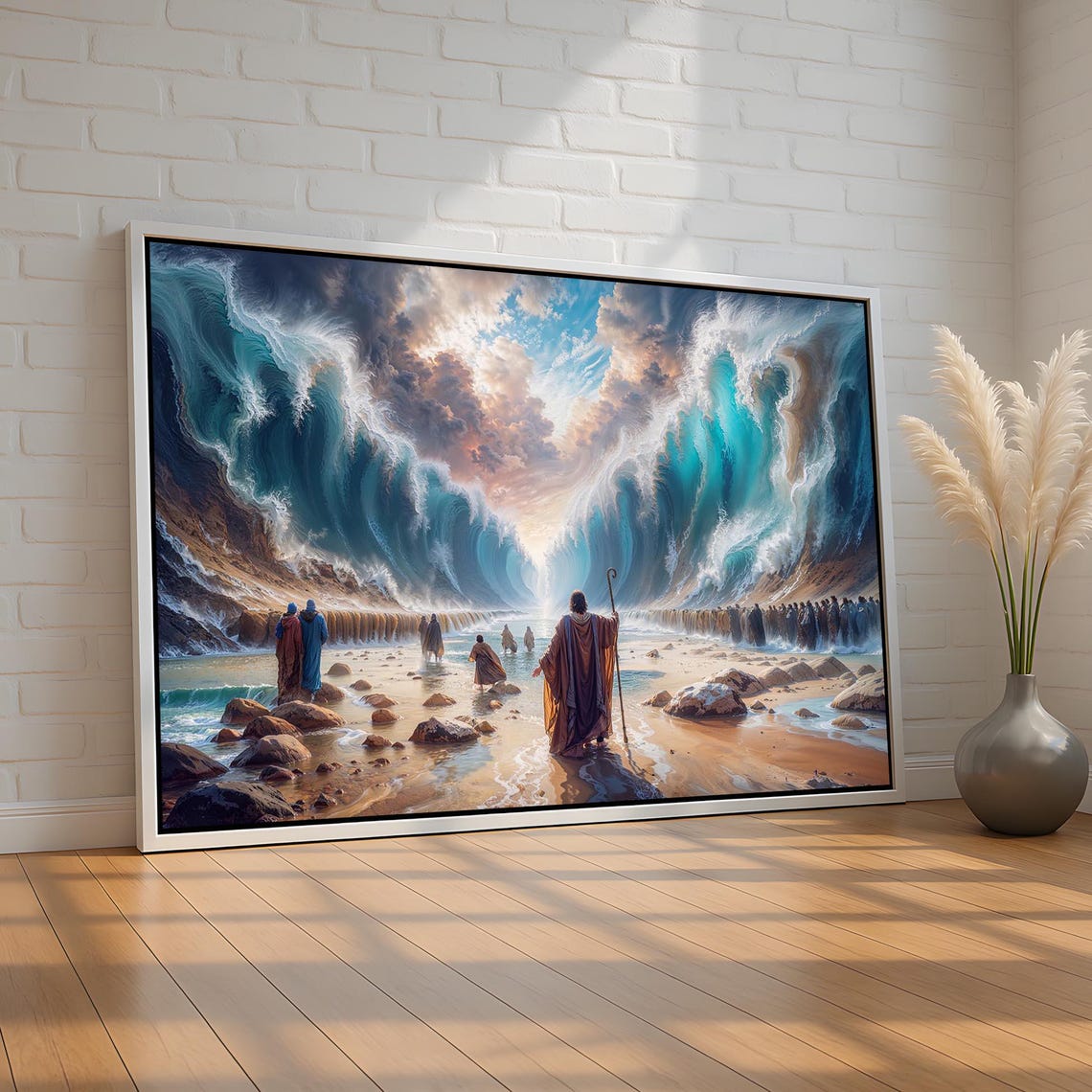 Moses Parting the Red Sea Epic Biblical Miracle Painting Wall Art