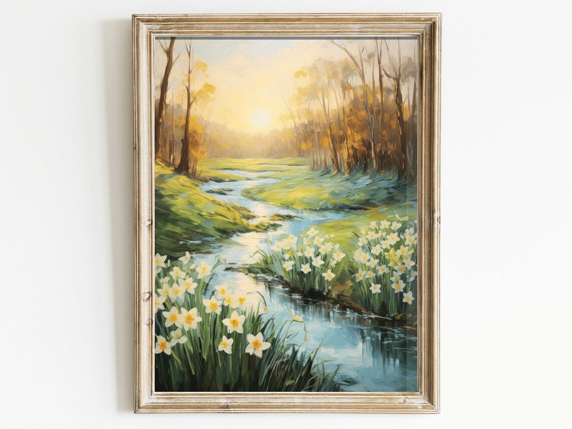 Daffodil Painting Vintage Floral Art Print