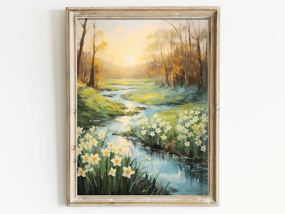 Daffodil Painting Vintage Floral Art Print