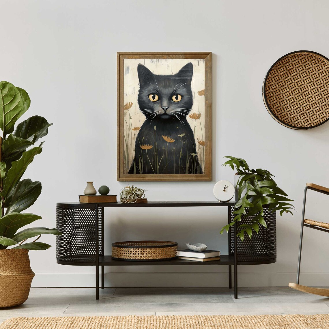 Black Cat Art Print, Vintage Animal Portrait - Image 2