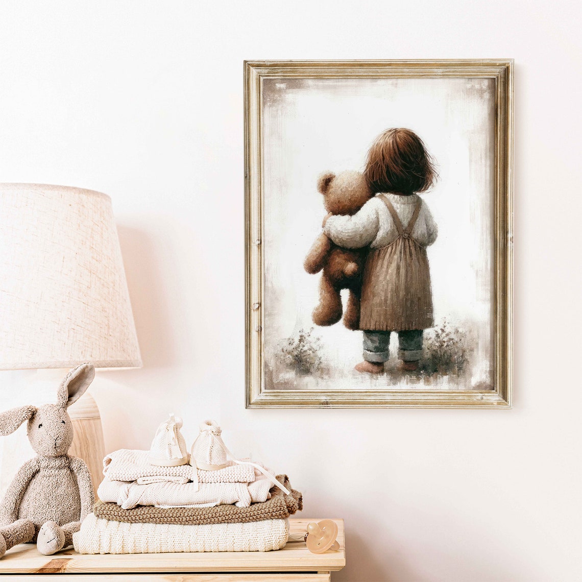 Girl Teddy Bear Print Girls Room Decor Girls Nursery Art Unique Vintage Nursery Print Cute Girls Bedroom Art Kids Wall Art - Image 2
