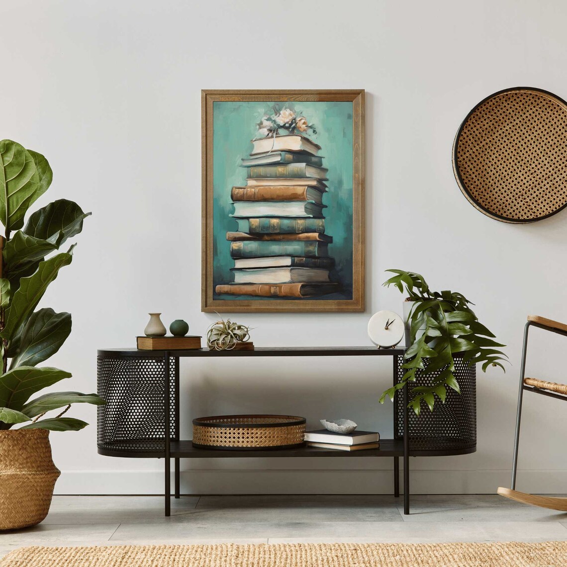 Books Stack Vintage Book Lover Art Print - Image 2