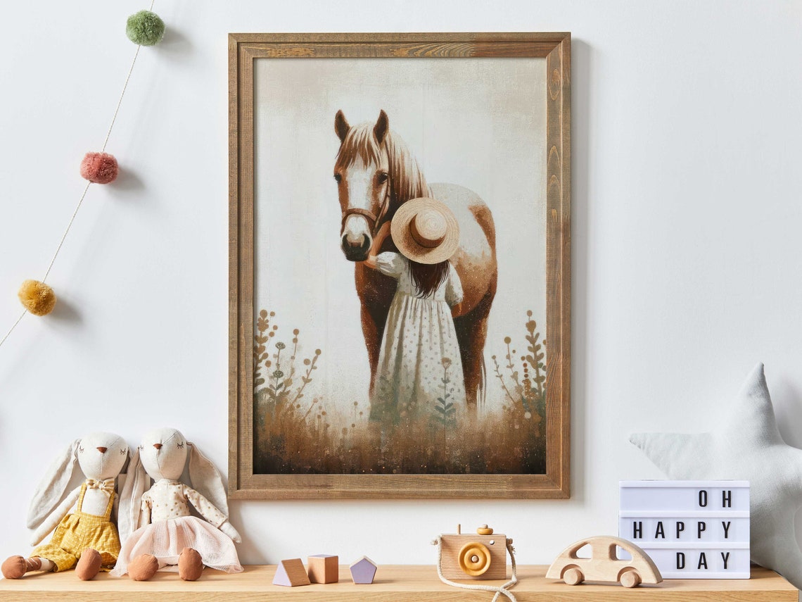 Girl Horse Print Horse Wall Art Kids Horse Gifts For Young Girl Horse Nursery Art Horse Art Girls Room Decorprintable Girl Wall Art
