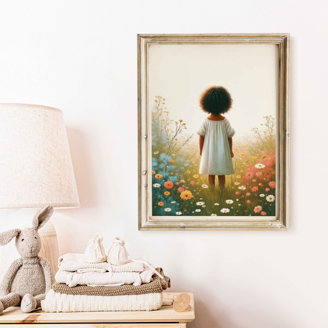 Wildflower Field African Girl Nursery Art Print - Image 2