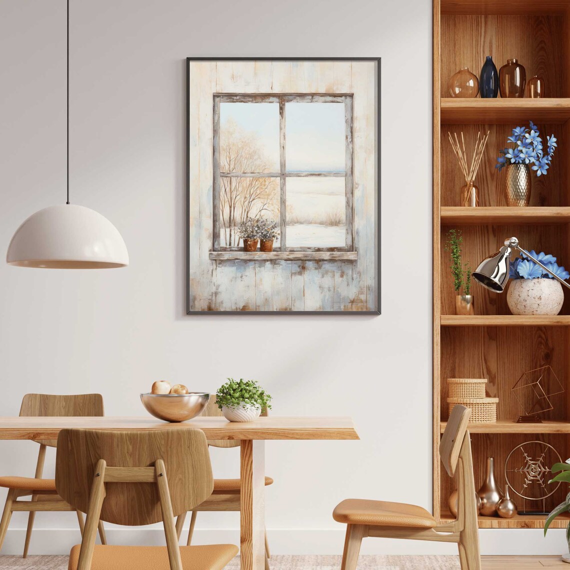 Vintage Window Painting Art Print, Rustic Farmhouse - Image 2
