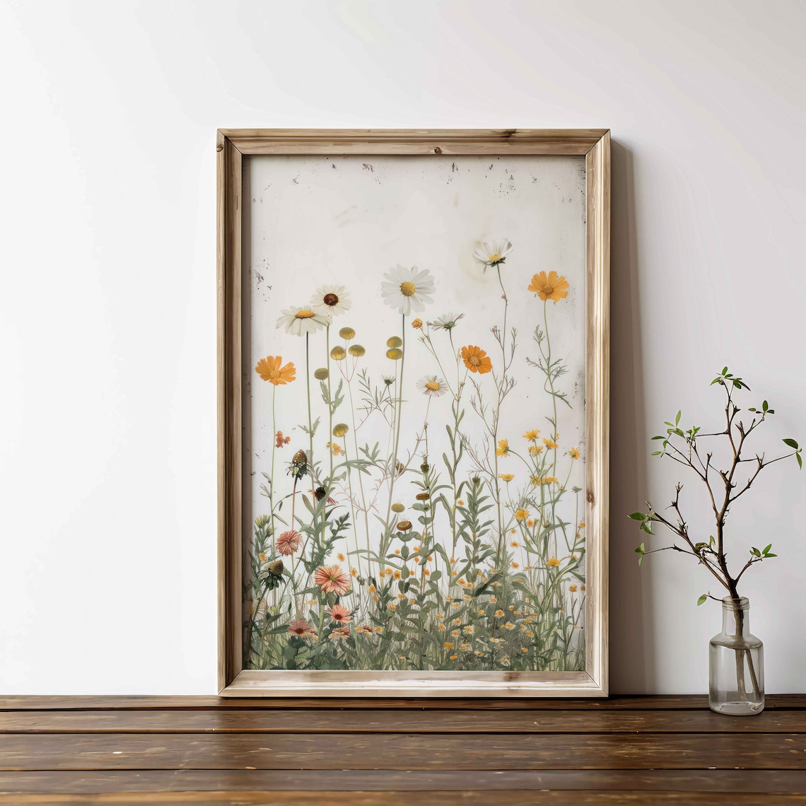 Wildflower Art Print, Rustic Vintage Botanical Decor