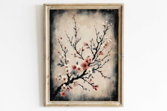 Cherry Blossom Print Cherry Tree Art Print Rustic Floral Wall Decor Wabi Sabi Japandi Art Farmhouse Home Decor Botanical Art