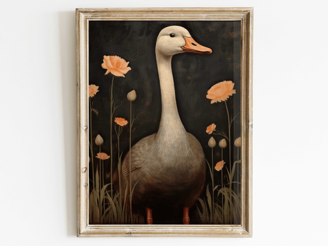 Goose Print Vintage Farmhouse Animal Art Print