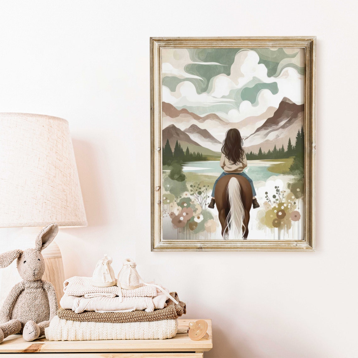 Girl And Horse Nursery Decor Art Print - Image 2