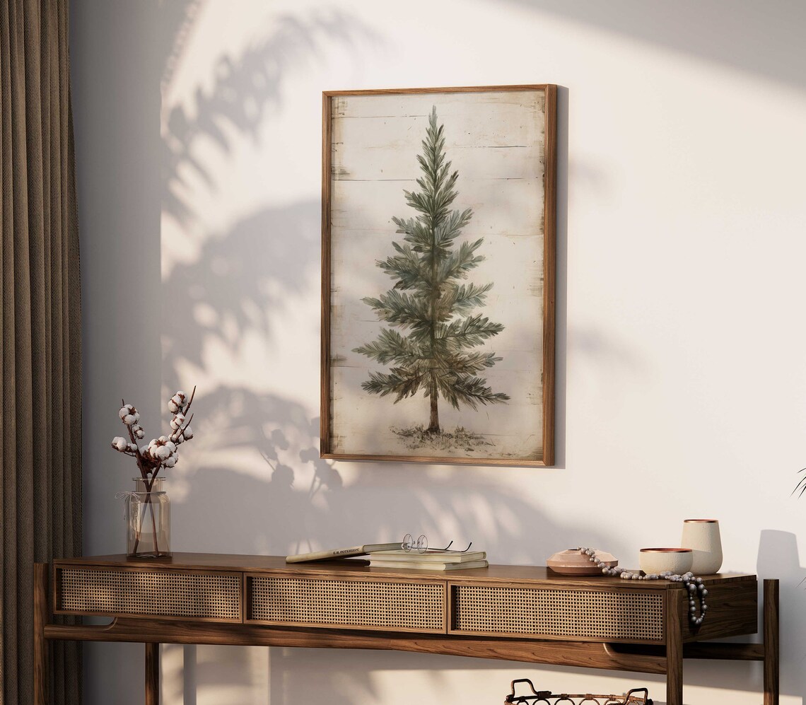 Spruce Tree Vintage Christmas Art Print - Image 2