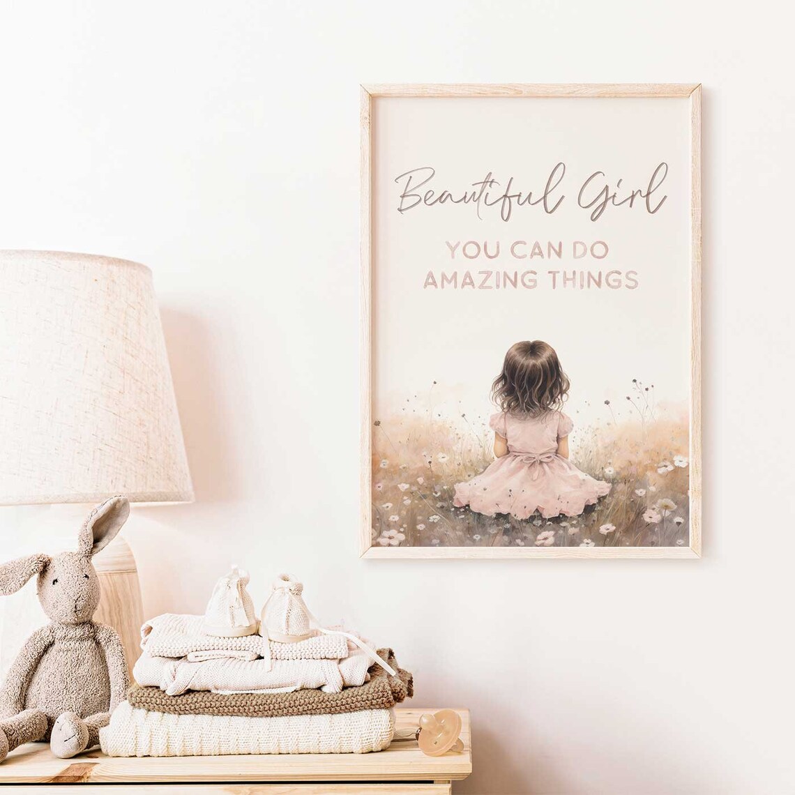 Beautiful Girl Nursery Quote Watercolor Art Print - Image 2