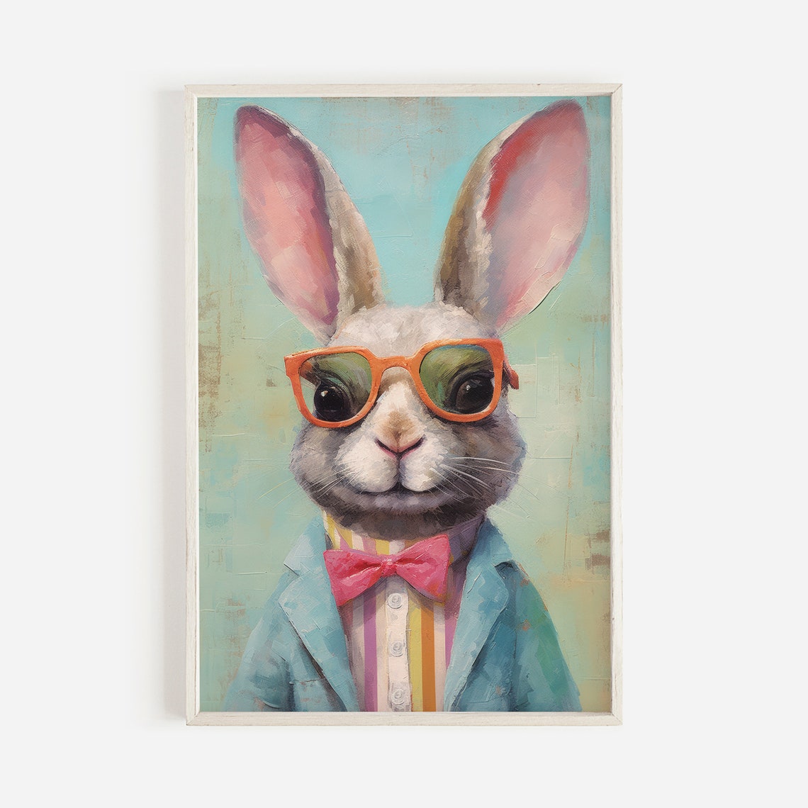 Dapper Bunny Wearing Orange Sunglasses and Pink Bow Tie Poster - Image 2