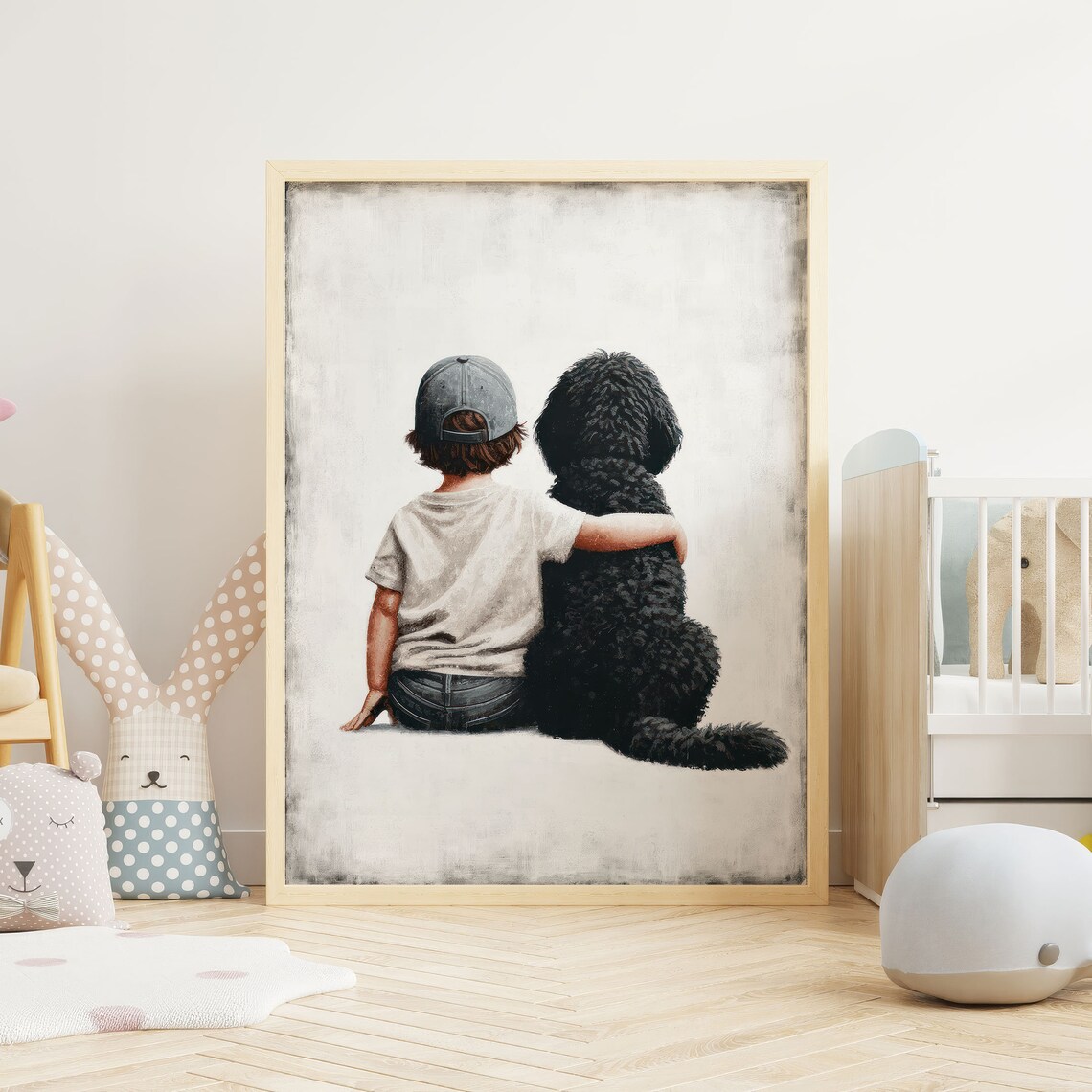 Black Goldendoodle Nursery Decor Art Print - Image 2