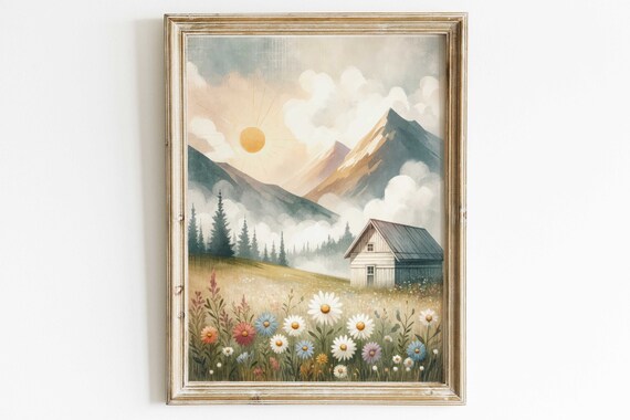 Whimsical Mountain Nursery Landscape Art Print
