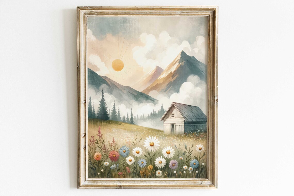 Whimsical Mountain Nursery Landscape Art Print