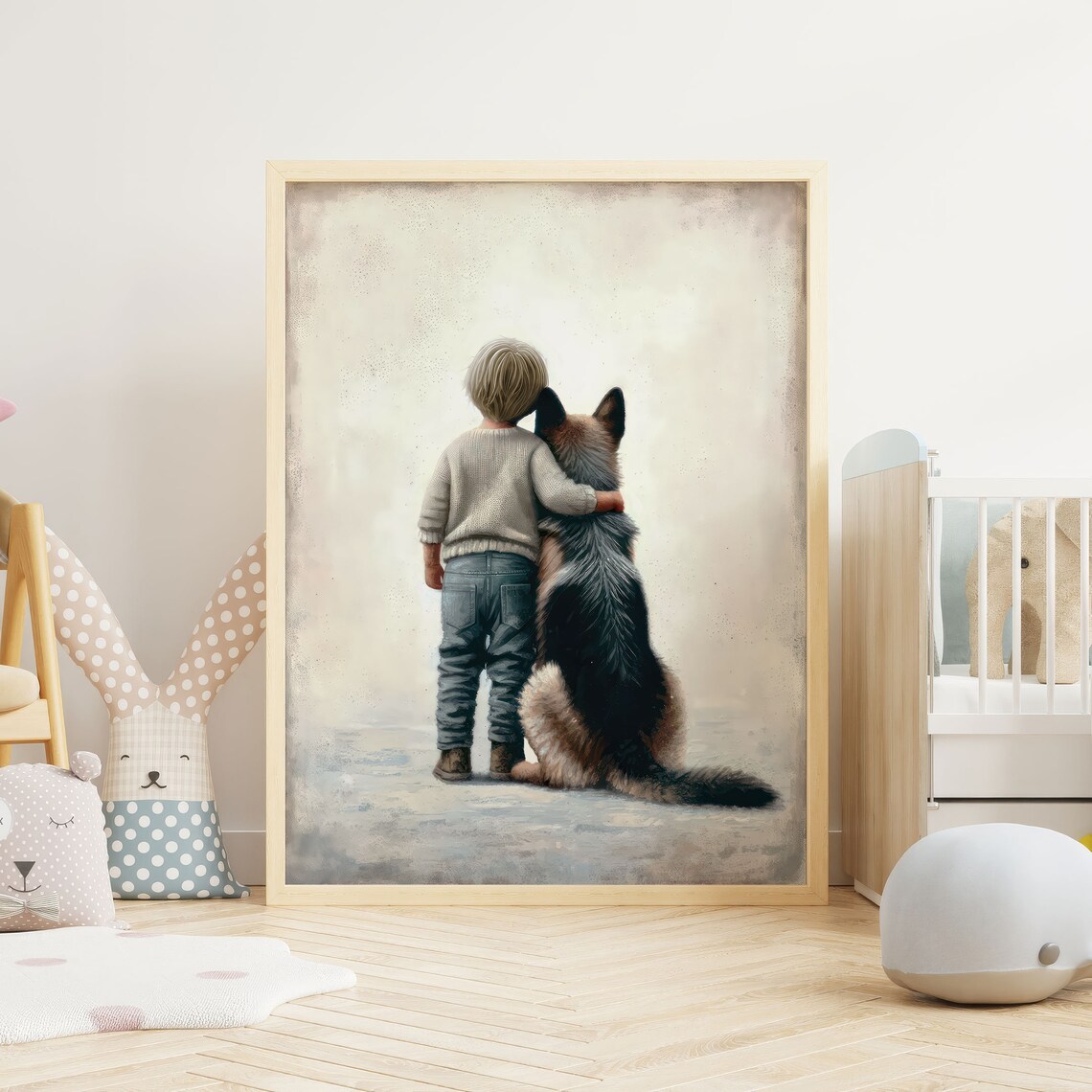 German Shepherd Nursery Decor Art Print, Boy Dog Art - Image 2