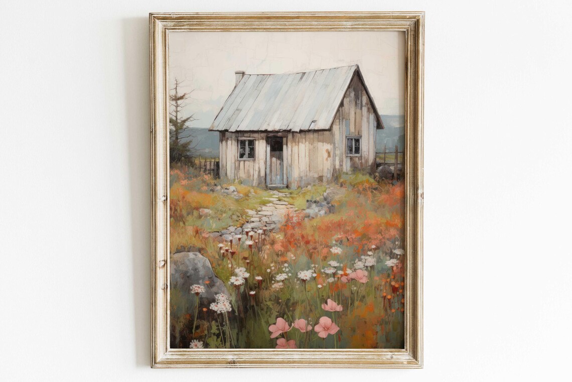 Abandoned Cottage Country Art Print, Rustic Farmhouse